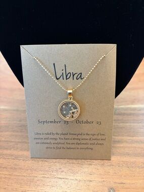 Libra Gold-Tone Zodiac Necklace - Libra Pendant
